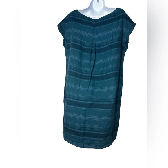 Prana Shirt Dress Cap Sleeve Blue Striped Oversized Relaxed Size XL Gauzy Pocket - Picture 6 of 8